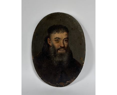 Property of the late Countess Haig: Italian School, c. 1800, Portrait of a Bearded Cleric, oil on copper, oval, unframed. 21c