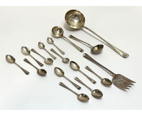 A late Victorian silver partial flatware service, Holland, Aldwinckle &amp; Slater, London 1897, further retailer's stamp for