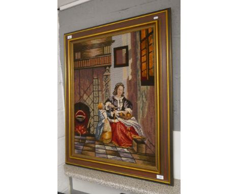 Tapestry - Mother and child by fireplace 