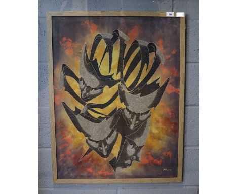 Theatrical screen print on fabric - Approx image size: 65cm x 85cm 