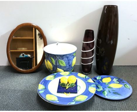 A group of mixed ceramic and glass items, tallest 60cm.