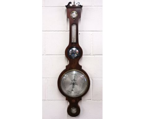 A Regency inlaid mahogany mercury barometer by Redfern of Birmingham, H. 109cm.