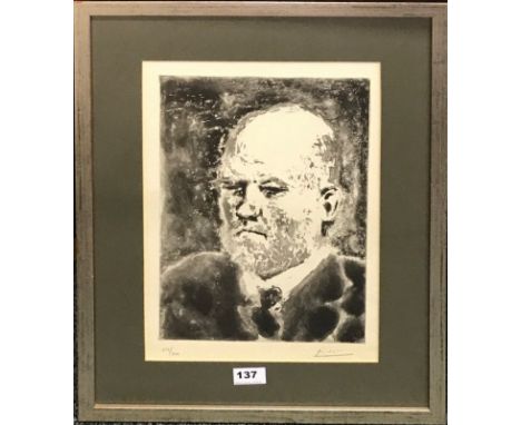 A limited edition lithograph after Pablo Picasso's Vollard Suite, Vollard portrait III, with Plitt watermark, hand pencil num