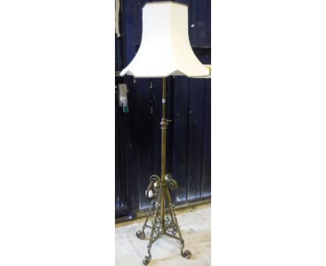 A late Victorian brass oil lamp standard (converted to electricity)