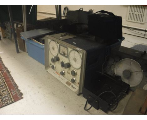 A quantity of various electronic/measuring equipment including a Universal Bridge by Marconi Instruments Ltd, an Advance Engl