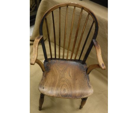 A 19th Century Thames Valley stick back Windsor elbow chair