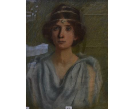 Continental School (early to mid 20th century)Portrait of a Classical Ladysigned with monogram, pastel, 67cm x 51cm