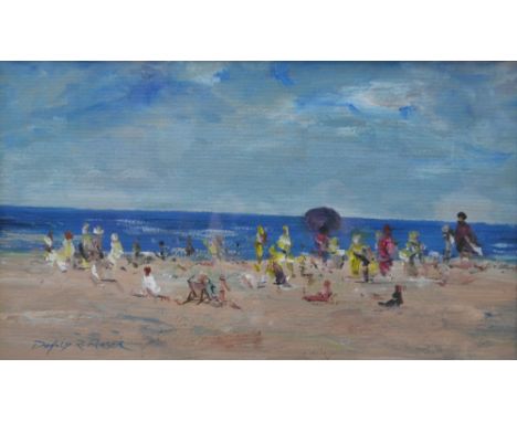 Donald. R. FraserFigures on a Beachsigned, oil on board, 17.5cm x 29cm