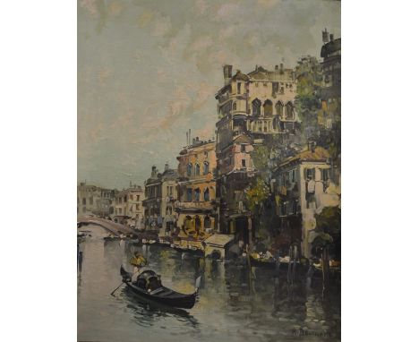 R BeltrameVenetian Canal Scenesigned, oil