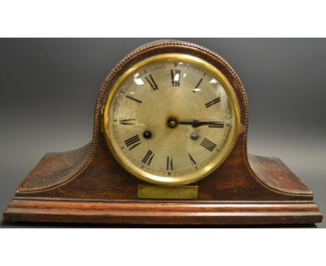 An oak mantel clock, presented by 23rd Troop, Basford