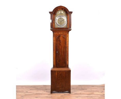 ‘R. Goodwill’ ‘No.Bottle’: an inlaid mahogany and rosewood banded longcase clock, the brass Roman dial with silvered chapter 