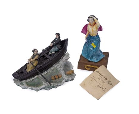 A Northumbria figure of 'Grace Darling to the Rescue', modelled rowing to the rescue, over a naturalistic wavy base, limited 