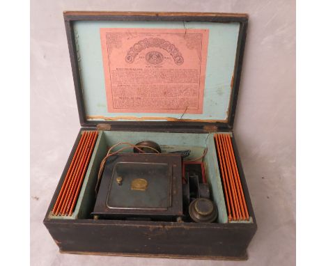A 19th century Laterna Magica boxed magic lantern with slides