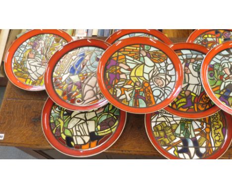 A matched set of twelve Poole pottery, limited edition calendar plates from the Medieval Calendar Series, designed by Tony Mo