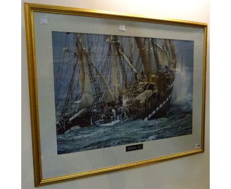 'Belem 1896' - Three Masted French Clipper in a heavy swell, 20th century colour photographic print after Philip Plisson 58.5