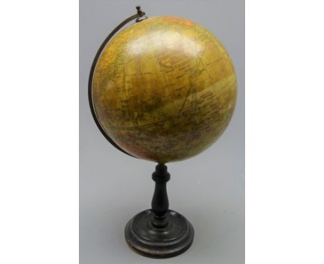 'Geographica' Ltd. 56 Fleet Street London 8 inch Terrestrial Globe, showing Railways, Steamer Routes, Heights in English Feet