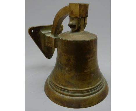 Ship's bell, made from 'Metal From HMS Tiger, Jutland' on bracket H22cm, D18cm Condition Report Click here for further images