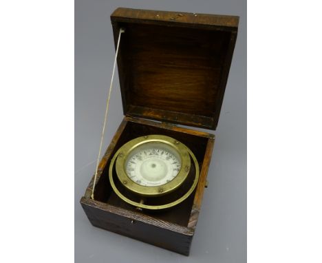 Brass cased ship's compass by Rutherford & Co. Ltd in wooden case W19cm Condition Report Click here for further images, condi
