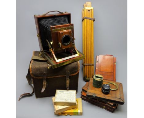 Thornton-Pickard mahogany and brass Half-Plate Imperial Triple-Extension Camera, with R & J Beck 7.2in Isostigmar f5.8 No.117