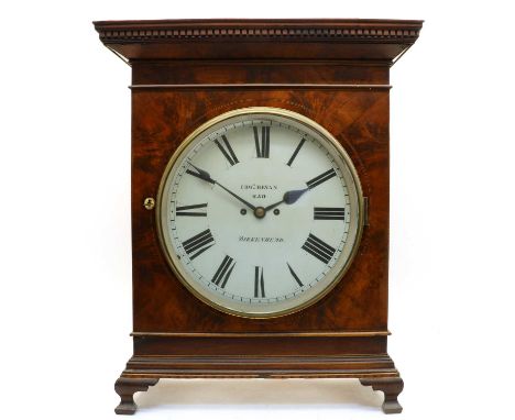 A large strung mahogany mantel clock, the enamel dial inscribed 'Edwd. Bevan, 259, Birkenhead', supporting a twin fusee movem