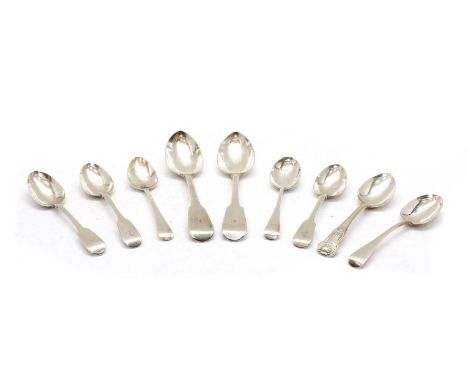 A pair of silver serving spoons, by Solomon Royes &amp; John East Dix, London 1818, fiddle pattern, engraved K to the handle,