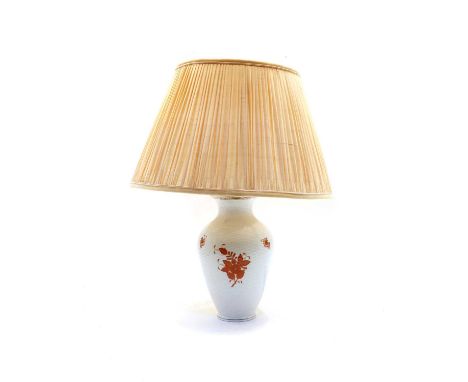 A Herend porcelain table lamp, decorated in the 'Chinese Bouquet' pattern, lamp 23cm highCondition report: Some minor loss to