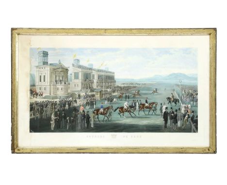 John Harris after Louis Robert Heyrault Courses De Bade,Courses de Badeaquatint engraving with some hand colouring published 