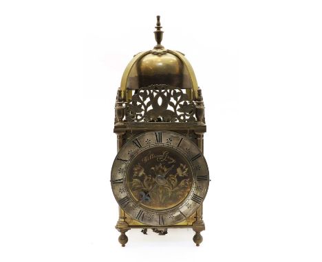 A brass lantern clock, the dial engraved 'William Gray, London', dial 15cm diameter, case 39cm highProvenance: From the colle