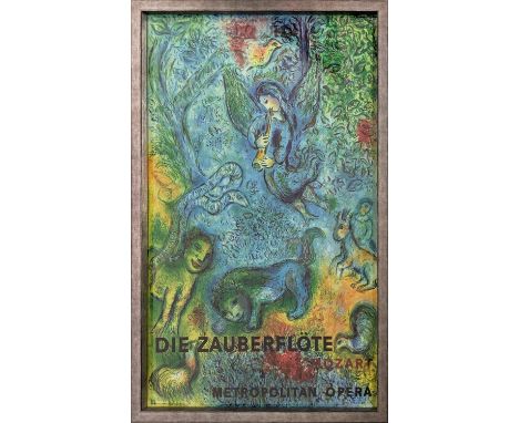 AFTER MARC CHAGALL (1887-1985), 'Die Zauberflote Mozart', offset lithograph, 99cm x 64cm, framed. 