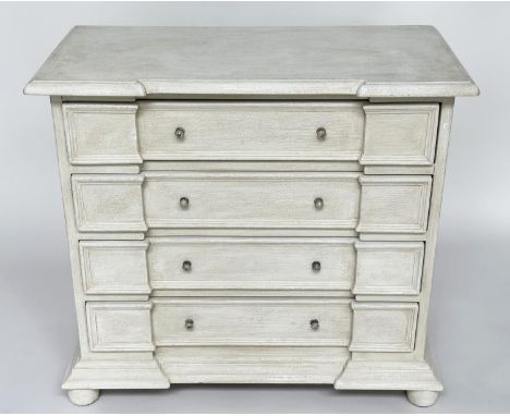 COMMODE, early Italian style traditionally grey painted with four long drawers, 92cm W x 47cm D x 84cm H. 