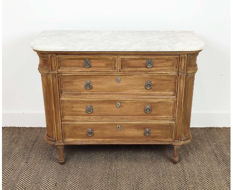 HALL COMMODE, late 19th/early 20th century French Directoire style, bleached mahogany, with four long drawers, 96cm W x 40cm 