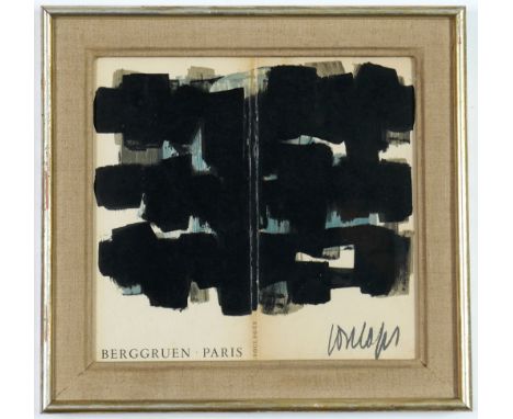 PIERRE SOULAGES, abstract lithograph after a gouache, edition:1500, signed in the plate, printed by Mourlot 1957. (Subject to
