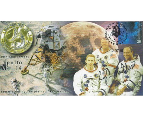 Apollo 14 moonwalker Dr Edgar Mitchell signed Space cover NASA Astronaut. 30th Anniversary Apollo 2001 postmarked cover. supe