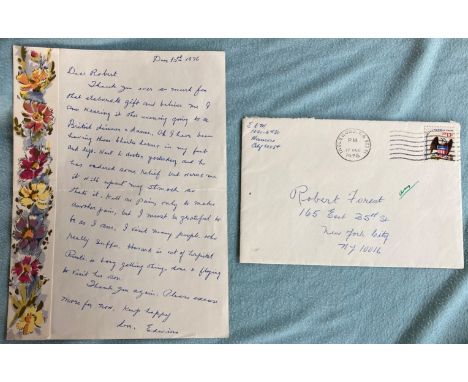 Rare Titanic survivor Edwina Troutt signed 1976 handwritten Letter, with original mailing envelope. Edwina therefore purchase