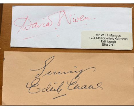 TV/Film and Entertainment collection of 60+ signed pieces, few with unsigned photos. Includes Edith Evans, David Niven, Berna