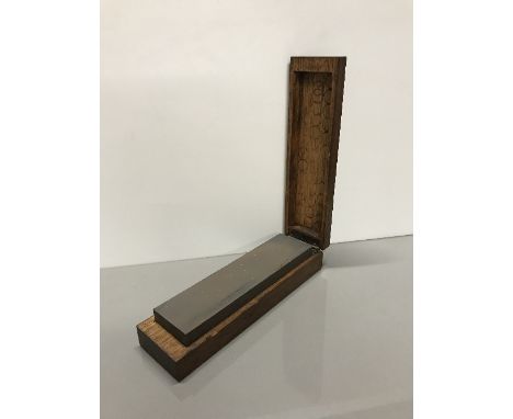 VINTAGE SHARPENING STONE IN OAK BOX