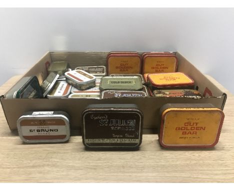 1 BOX OF VINTAGE PIPE TOBACCO TINS