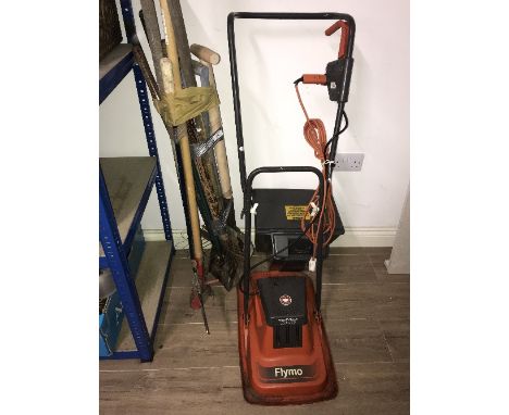 1 BUNDLE OF GARDEN TOOLS & FLYMO MOWER