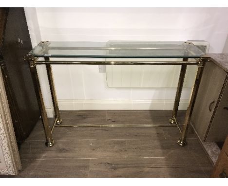 BRASS & GLASS CONSOLE TABLE