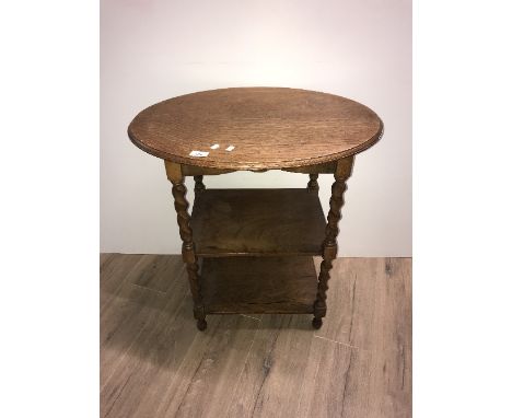 VINTAGE LIGHT OAK BARLEY TWIST TEA TABLE