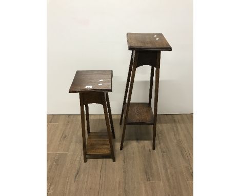 2 VINTAGE OAK PLANTSTANDS