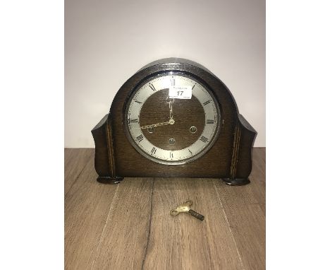 VINTAGE MANTLE CLOCK WITH KEY & PENDULUM