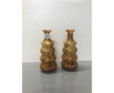 A PAIR VINTAGE GLASS VASES