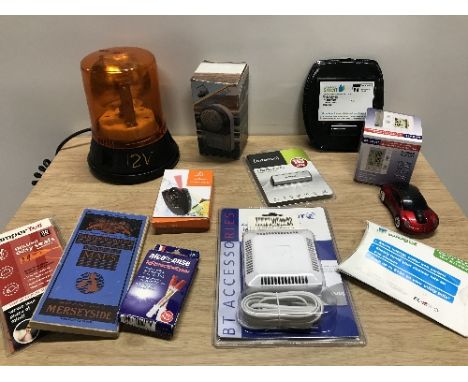 1 BOX ASSORTED GOODS INCLUDING 12 VOLT LIGHT