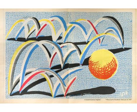 § David Hockney OM, CH, RA (1937-)  A Bounce for Bradford newsprint, published in the Bradford 'Telegraph & Argus', March 3 1