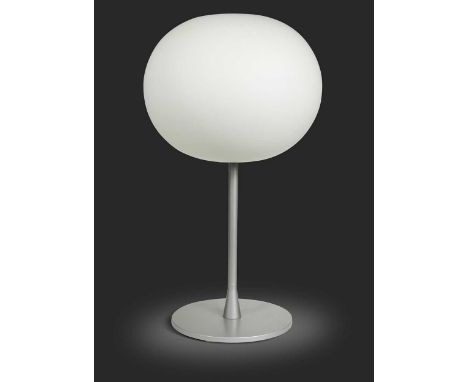 Jasper Morrison for FLOS, a 'Glo-Ball' T1 table lamp, the flashed opaline shade over alodine-plated tapering stem and circula