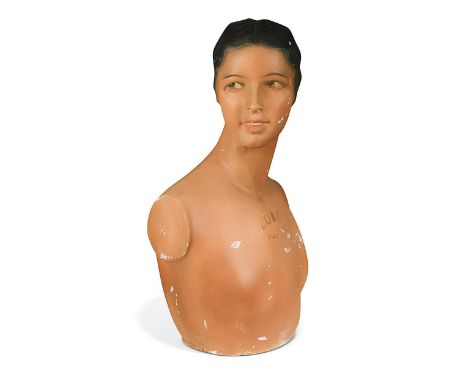 A French Art Deco shop mannequin by Lubé, Paris, circa 1930s, of painted plaster, makers mark to chest62cm high