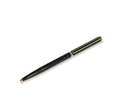 Dunhill, a rollerball pen, in gemline black lacquer with 'gold' flecked inclusions, cased14cm long