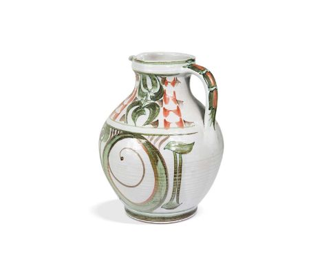 § Alan Caiger-Smith (1930-2020) for Aldermaston Pottery, a large baluster jug, the tin-glazed earthenware body painted with a