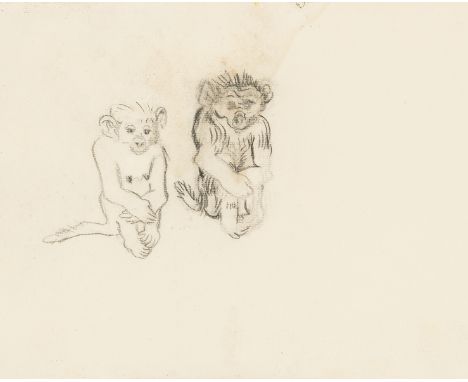 LUDWIG HEINRICH JUNGNICKEL* (Wunsiedel 1881 - 1965 Wien)Zwei AffenkinderKohle/Papier, 24 × 30,4 cmSCHÄTZPREIS € 300 - 600STAR